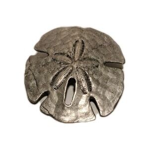 Vintage Metzke Pewter Sand Dollar Brooch Pin -Sea Ocean Beach Summer